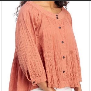 Free People Noble Adobe Front Button Blouse NWT